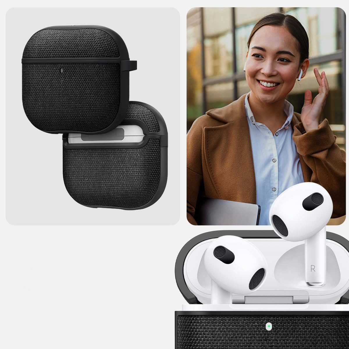 Oryginalne etui od marki Spigen z serii Urban Fit dla AirPods 4, czarne